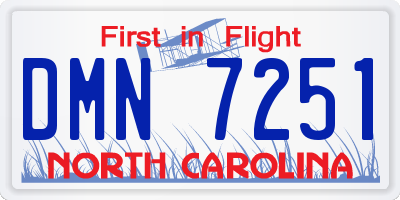 NC license plate DMN7251
