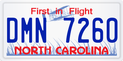 NC license plate DMN7260