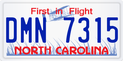 NC license plate DMN7315