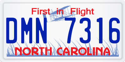 NC license plate DMN7316