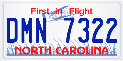 NC license plate DMN7322