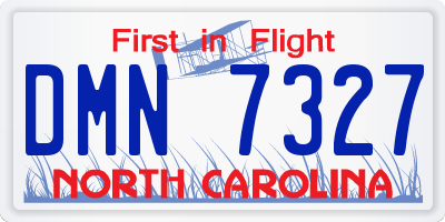 NC license plate DMN7327