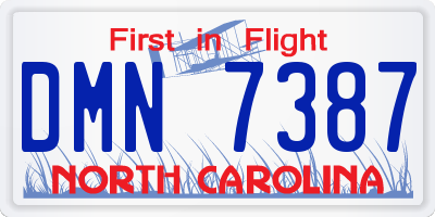 NC license plate DMN7387