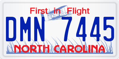 NC license plate DMN7445