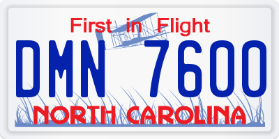 NC license plate DMN7600