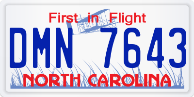 NC license plate DMN7643