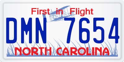 NC license plate DMN7654