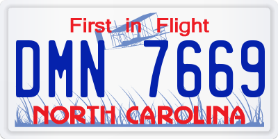 NC license plate DMN7669