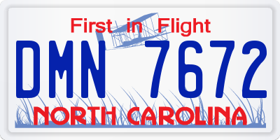 NC license plate DMN7672