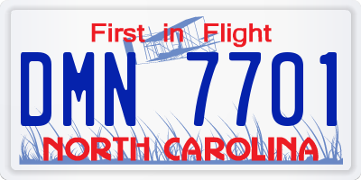 NC license plate DMN7701