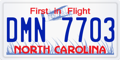 NC license plate DMN7703