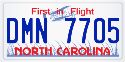 NC license plate DMN7705