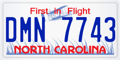 NC license plate DMN7743