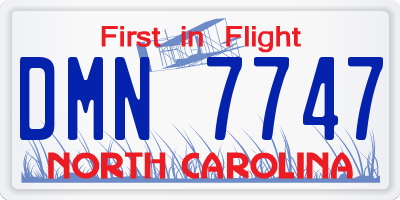 NC license plate DMN7747