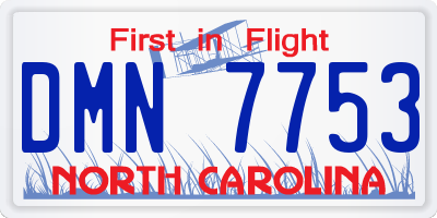 NC license plate DMN7753