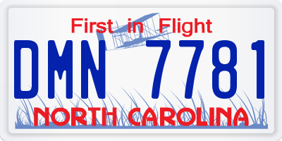 NC license plate DMN7781