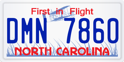 NC license plate DMN7860
