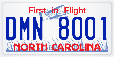 NC license plate DMN8001