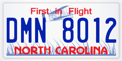 NC license plate DMN8012