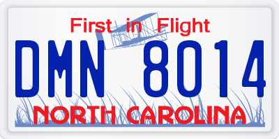 NC license plate DMN8014