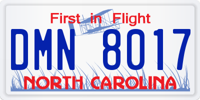 NC license plate DMN8017