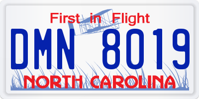 NC license plate DMN8019