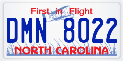 NC license plate DMN8022