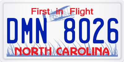 NC license plate DMN8026