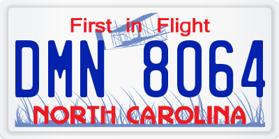 NC license plate DMN8064