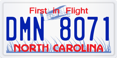 NC license plate DMN8071