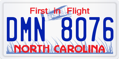 NC license plate DMN8076