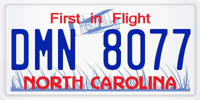NC license plate DMN8077