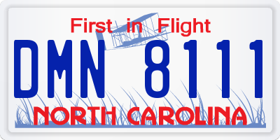 NC license plate DMN8111