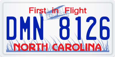 NC license plate DMN8126