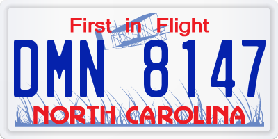 NC license plate DMN8147