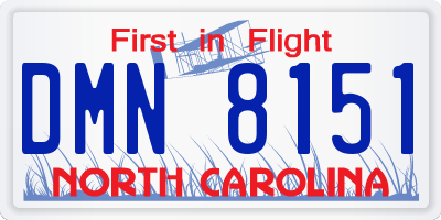 NC license plate DMN8151