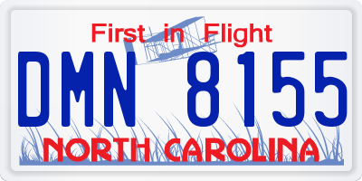 NC license plate DMN8155