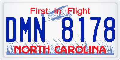 NC license plate DMN8178