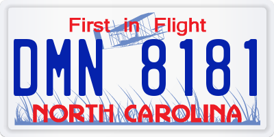 NC license plate DMN8181