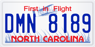 NC license plate DMN8189