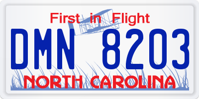 NC license plate DMN8203