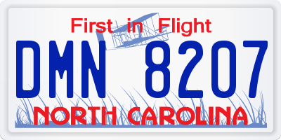 NC license plate DMN8207