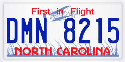 NC license plate DMN8215