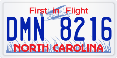 NC license plate DMN8216
