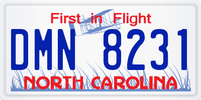 NC license plate DMN8231