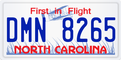 NC license plate DMN8265