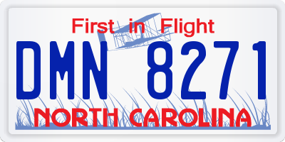 NC license plate DMN8271