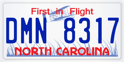 NC license plate DMN8317