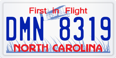 NC license plate DMN8319