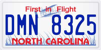 NC license plate DMN8325